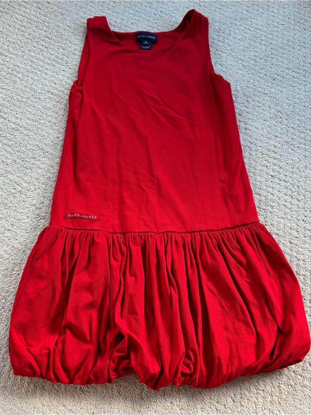 Ralph Lauren Red Sleeveless Bubble-Hem Girls' Dress